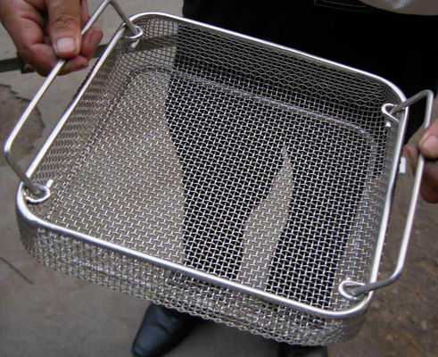 Disinfection Rectangular Wire Mesh Basket Metal For Sterilization