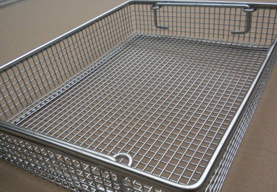 Disinfection Rectangular Wire Mesh Basket Metal For Sterilization