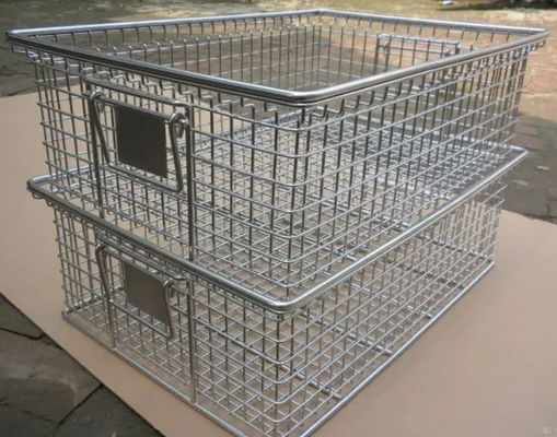Disinfection Rectangular Wire Mesh Basket Metal For Sterilization