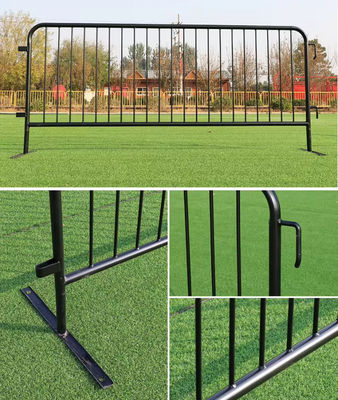 PVC Coated Temporary Crowd Control Barrier Fence 1.2M Black Metal Pedestrian Barriers
