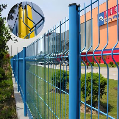 Blue Backyard Metal Fence 6ft Curved 3D Double Wire Mesh Fence