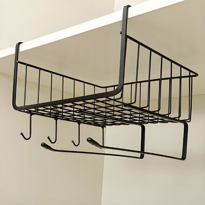 Black Wire Mesh Baskets Pantry Storage Metal Wire Fruit Basket