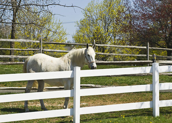 UV Resistant Plastic White Vinyl PVC 3 Rail Horse Fence