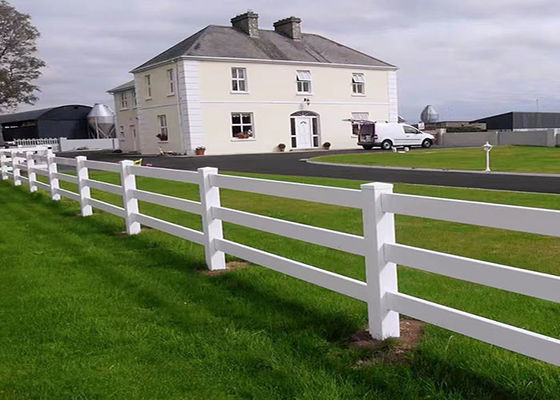 UV Resistant Plastic White Vinyl PVC 3 Rail Horse Fence