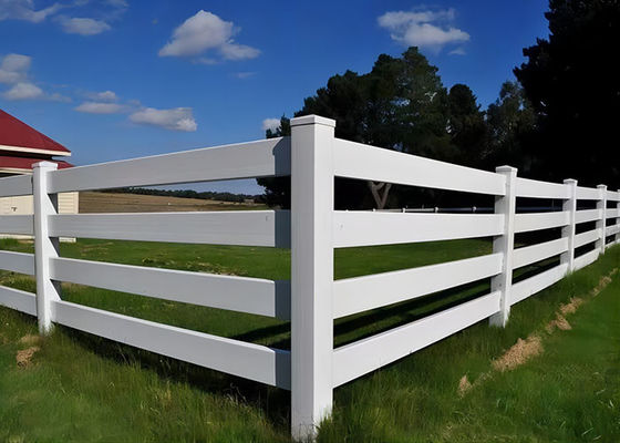4 Rails Flexible Fence White PVC Horse And Ranch Fence Kit 60 in Tall