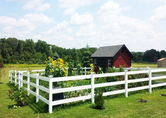 UV Resistant Plastic White Vinyl PVC 3 Rail Horse Fence