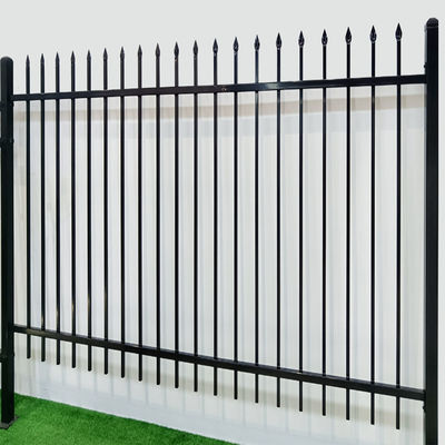 Outdoor Square Tube Tubular Metal Fence Flat 5 Feet High Galvanized With Post