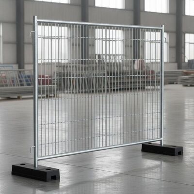 Galvanized Heras Style 2x3.5M Metal Temporary Fence Panel with Rubber Base Plate 32mm Frame Tube