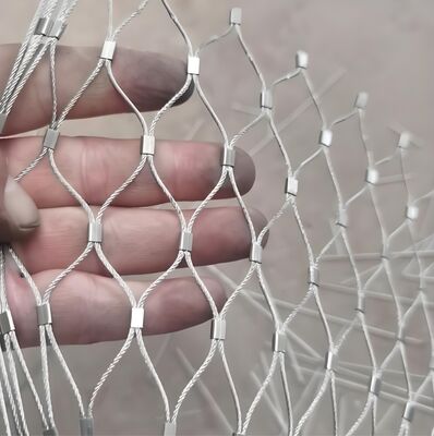 Maille de câble métallique d'acier inoxydable de trou de maille du fil 7x9 de forme de diamant 304/316 solides solubles pour la volière et la clôture de zoo