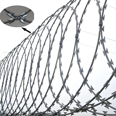 Hot Dipped Galvanized BTO-22 Razor Barbed Wire with 14 Gauge Core for Border Protection